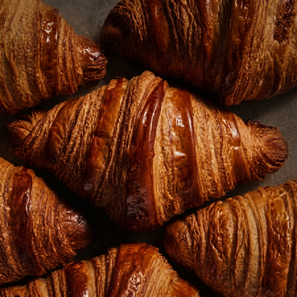 A generous spread of glossy, golden croissants